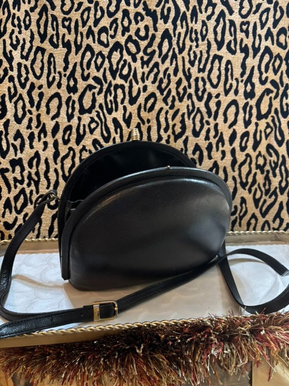 Black hard-shelled vintage Georgiou shoulder bag